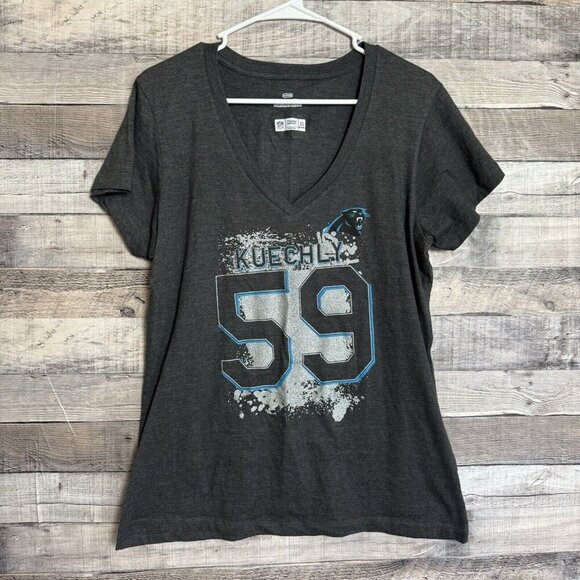 Carolina Panthers NFL TEAM APPAREL Women's XL Kuechly V-Neck T-Shirt Gray - Picture 1 of 7